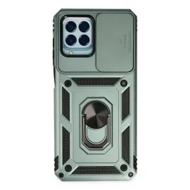 Newface Samsung Galaxy M33 Kılıf Pars Lens Yüzüklü Silikon - Yeşil