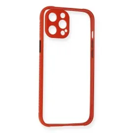 Newface Iphone 12 Kılıf Miami Şeffaf Silikon - Kırmızı