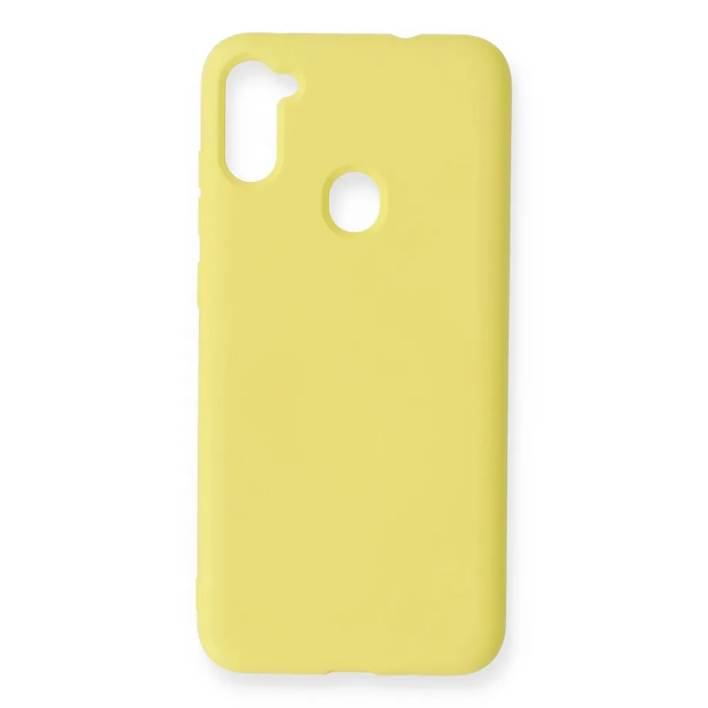Newface Samsung Galaxy A11 Kılıf Nano Içi Kadife Silikon - Sarı