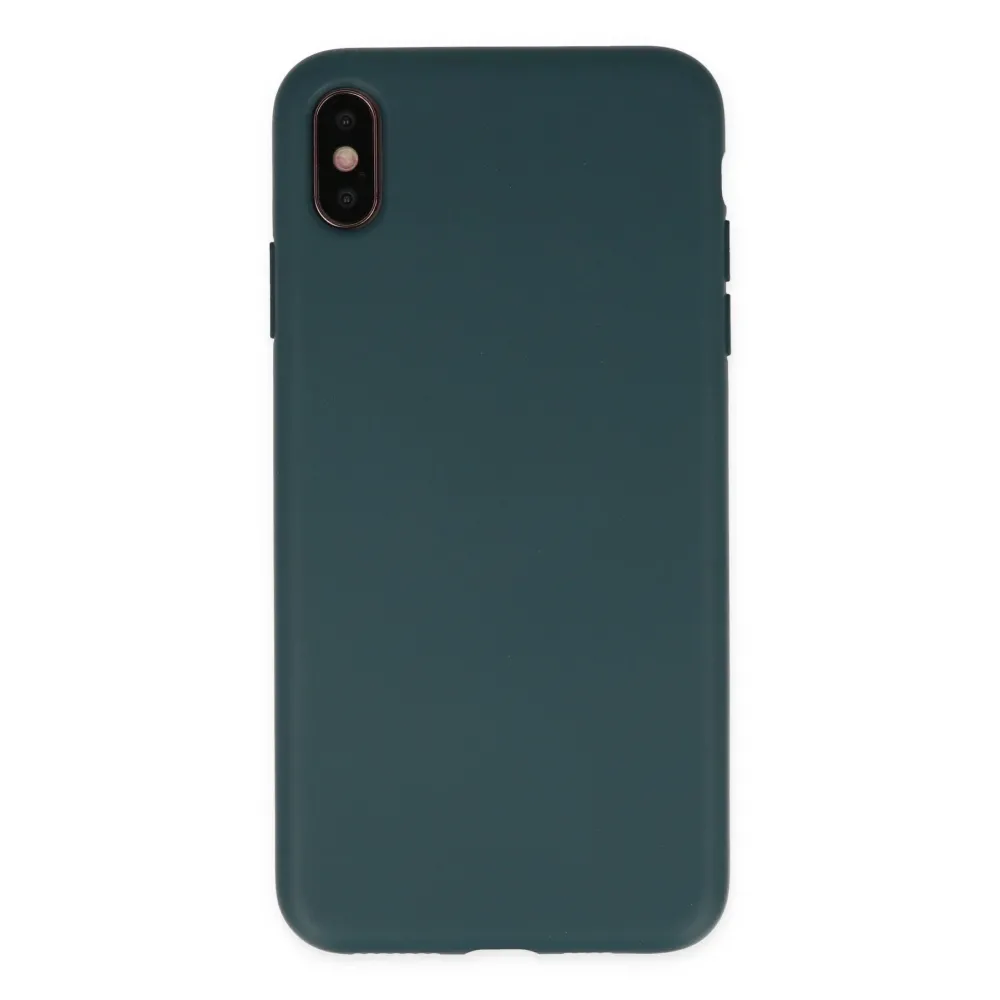 Newface Iphone Xs Max Kılıf Nano Içi Kadife Silikon - Koyu Yeşil