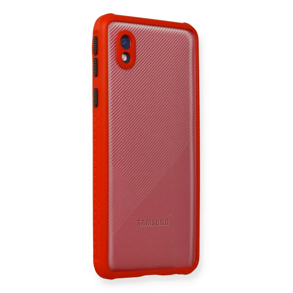 Newface Samsung Galaxy A01 Core Kılıf Miami Şeffaf Silikon - Kırmızı