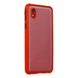 Newface Samsung Galaxy A01 Core Kılıf Miami Şeffaf Silikon - Kırmızı