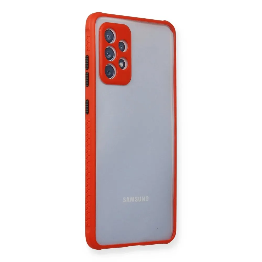 Newface Samsung Galaxy A72 Kılıf Miami Şeffaf Silikon - Kırmızı
