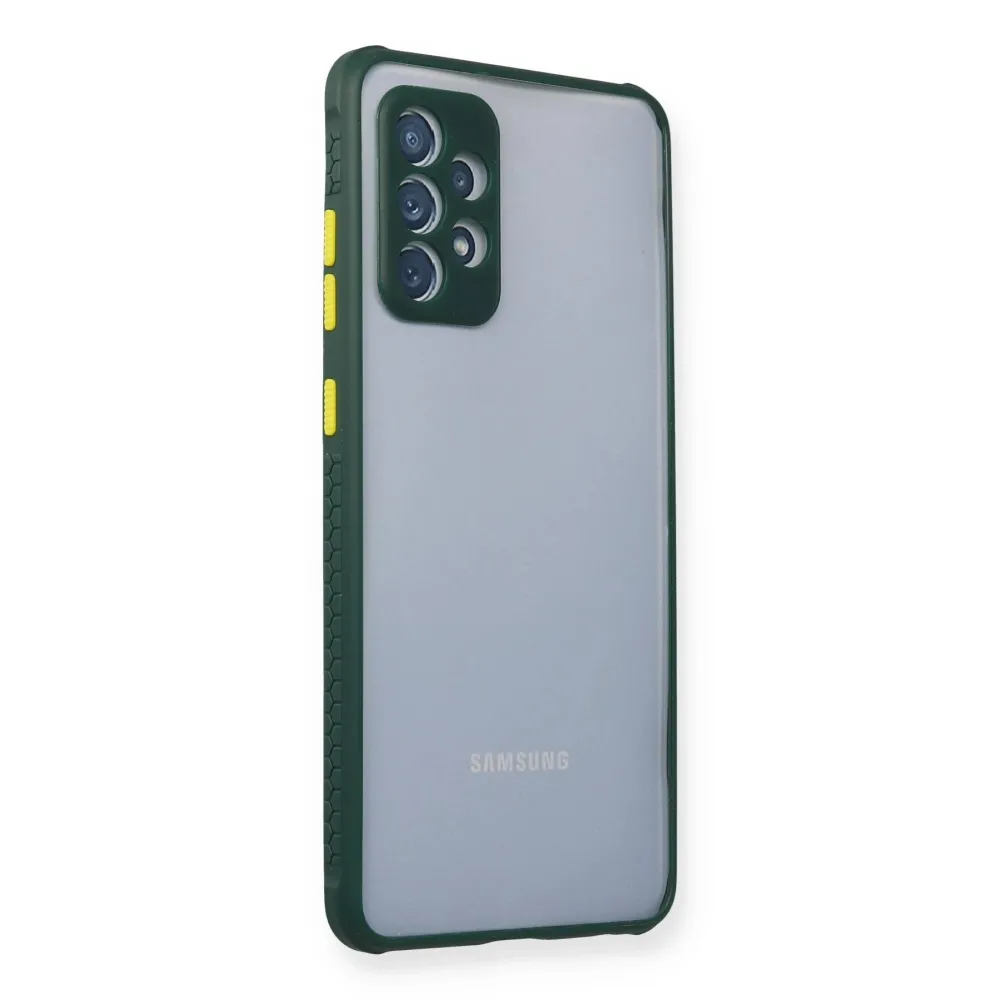 Newface Samsung Galaxy A72 Kılıf Miami Şeffaf Silikon - Koyu Yeşil