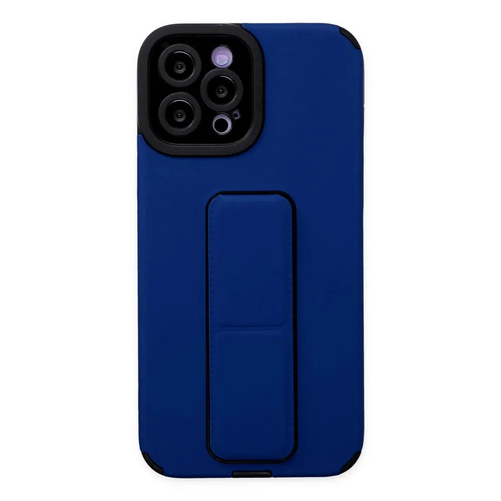 Newface Iphone 12 Pro Max Kılıf Mega Standlı Silikon - Mavi