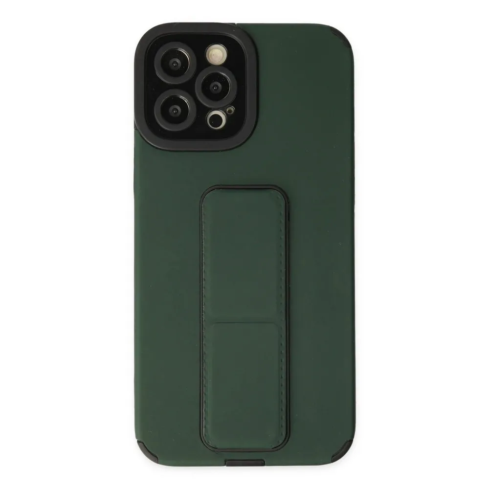 Newface Iphone 12 Pro Max Kılıf Mega Standlı Silikon - Yeşil