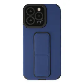 Newface iPhone 13 Pro Max Kılıf Mega Standlı Silikon - Mavi