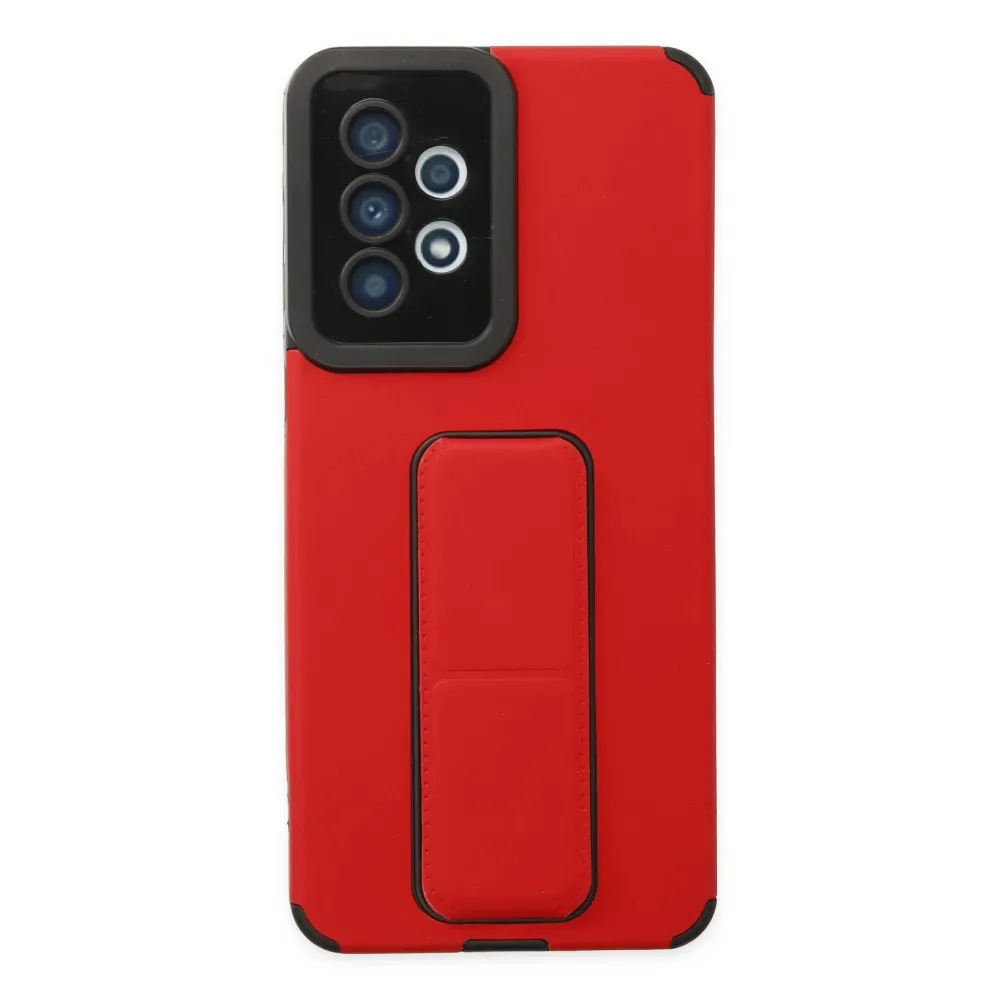 Newface Samsung Galaxy A33 5G Kılıf Mega Standlı Silikon - Kırmızı