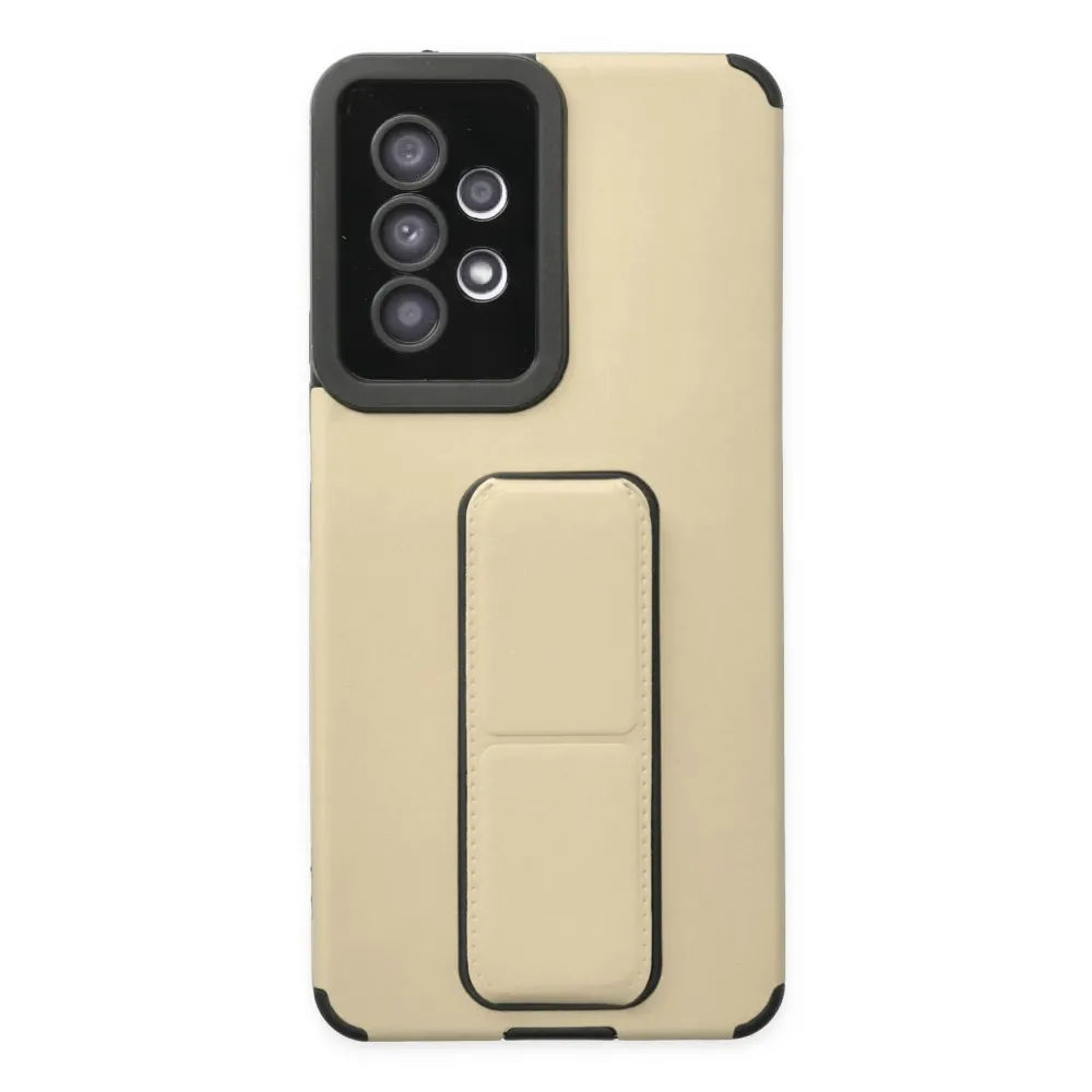 Newface Samsung Galaxy A53 5G Kılıf Mega Standlı Silikon - Gold