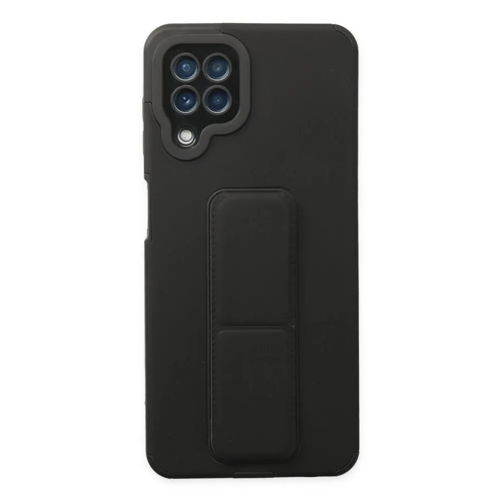 Newface Samsung Galaxy A22 Kılıf Mega Standlı Silikon - Siyah