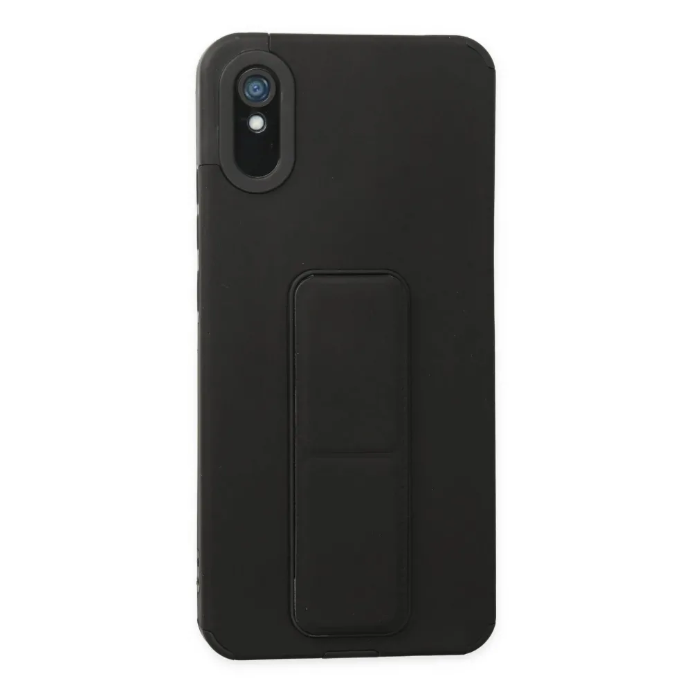 Newface Xiaomi Redmi 9A Kılıf Mega Standlı Silikon - Siyah