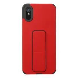 Newface Xiaomi Redmi 9A Kılıf Mega Standlı Silikon - Kırmızı