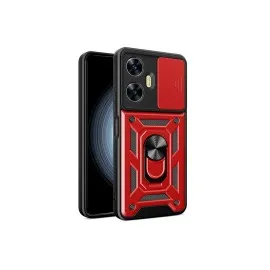 Newface Realme C55 Kılıf Pars Lens Yüzüklü Silikon - Kırmızı
