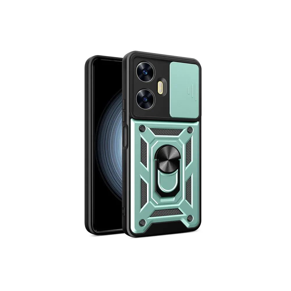 Newface Realme C55 Kılıf Pars Lens Yüzüklü Silikon - Yeşil