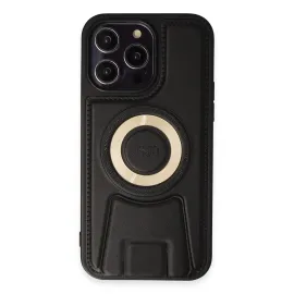 Newface iPhone 13 Pro Max Kılıf Merkür Magneticsafe Standlı Kapak - Siyah