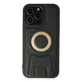 Newface Iphone 14 Pro Kılıf Merkür Magneticsafe Standlı Kapak - Koyu Yeşil