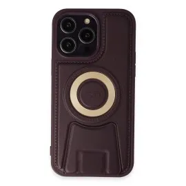 Newface iPhone 14 Pro Max Kılıf Merkür Magneticsafe Standlı Kapak - Derin Mor