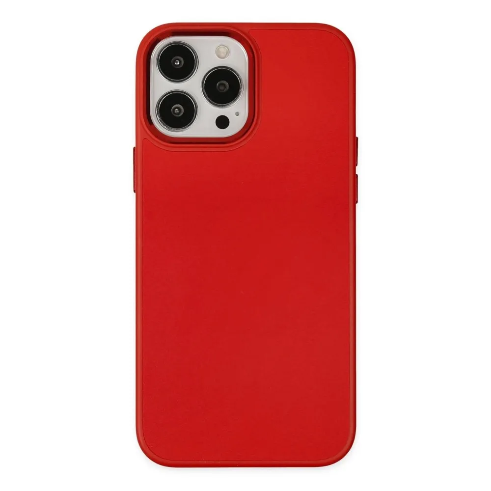 Newface Iphone 13 Pro Kılıf Asya Deri Silikon - Kırmızı