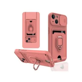 Newface Iphone 14 Kılıf Zuma Kartvizitli Yüzüklü Silikon - Pembe