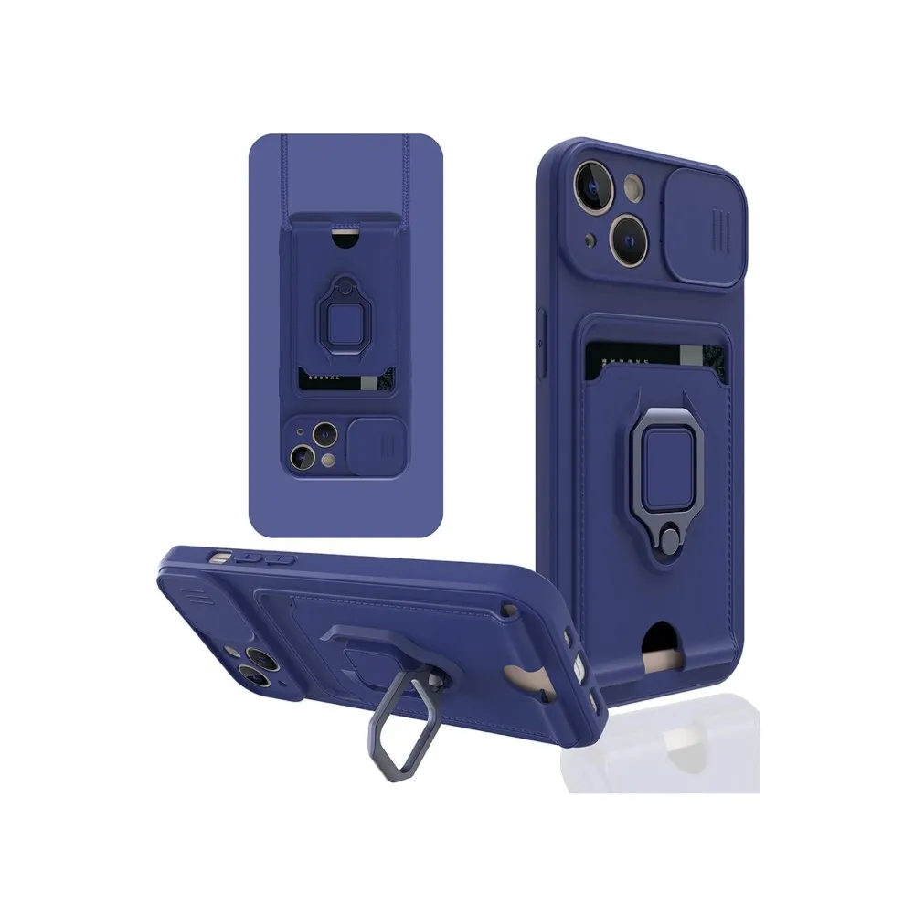 Newface Iphone 14 Plus Kılıf Zuma Kartvizitli Yüzüklü Silikon - Lacivert
