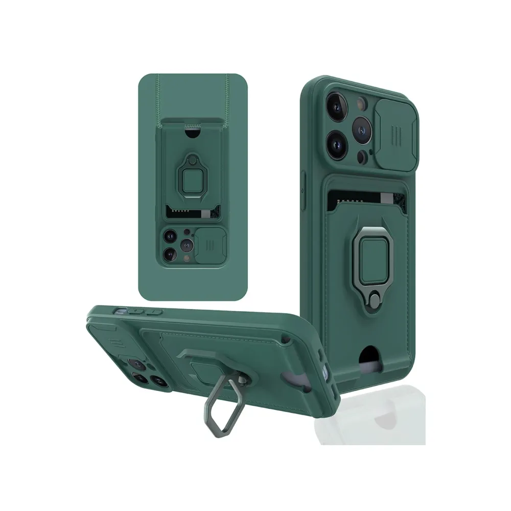 Newface Iphone 14 Pro Max Kılıf Zuma Kartvizitli Yüzüklü Silikon - Yeşil