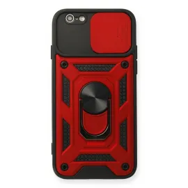 Newface Iphone 6 Kılıf Pars Lens Yüzüklü Silikon - Kırmızı