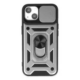 Newface Iphone 14 Kılıf Pars Lens Yüzüklü Silikon - Gümüş