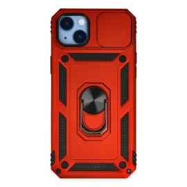 Newface Iphone 14 Plus Kılıf Pars Lens Yüzüklü Silikon - Kırmızı