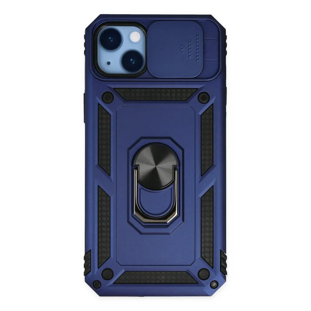 Newface Iphone 14 Plus Kılıf Pars Lens Yüzüklü Silikon - Lacivert