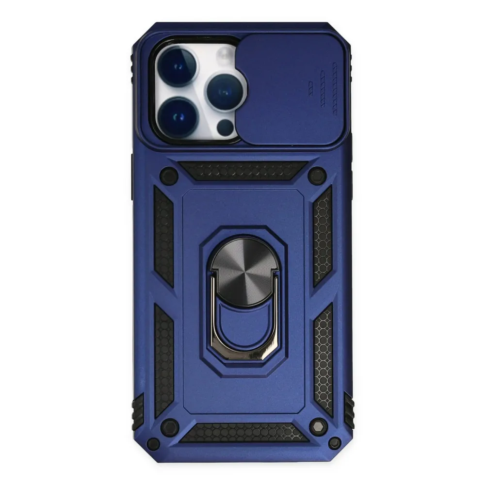 Newface Iphone 14 Pro Kılıf Pars Lens Yüzüklü Silikon - Lacivert