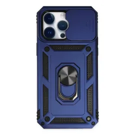 Newface Iphone 14 Pro Max Kılıf Pars Lens Yüzüklü Silikon - Lacivert