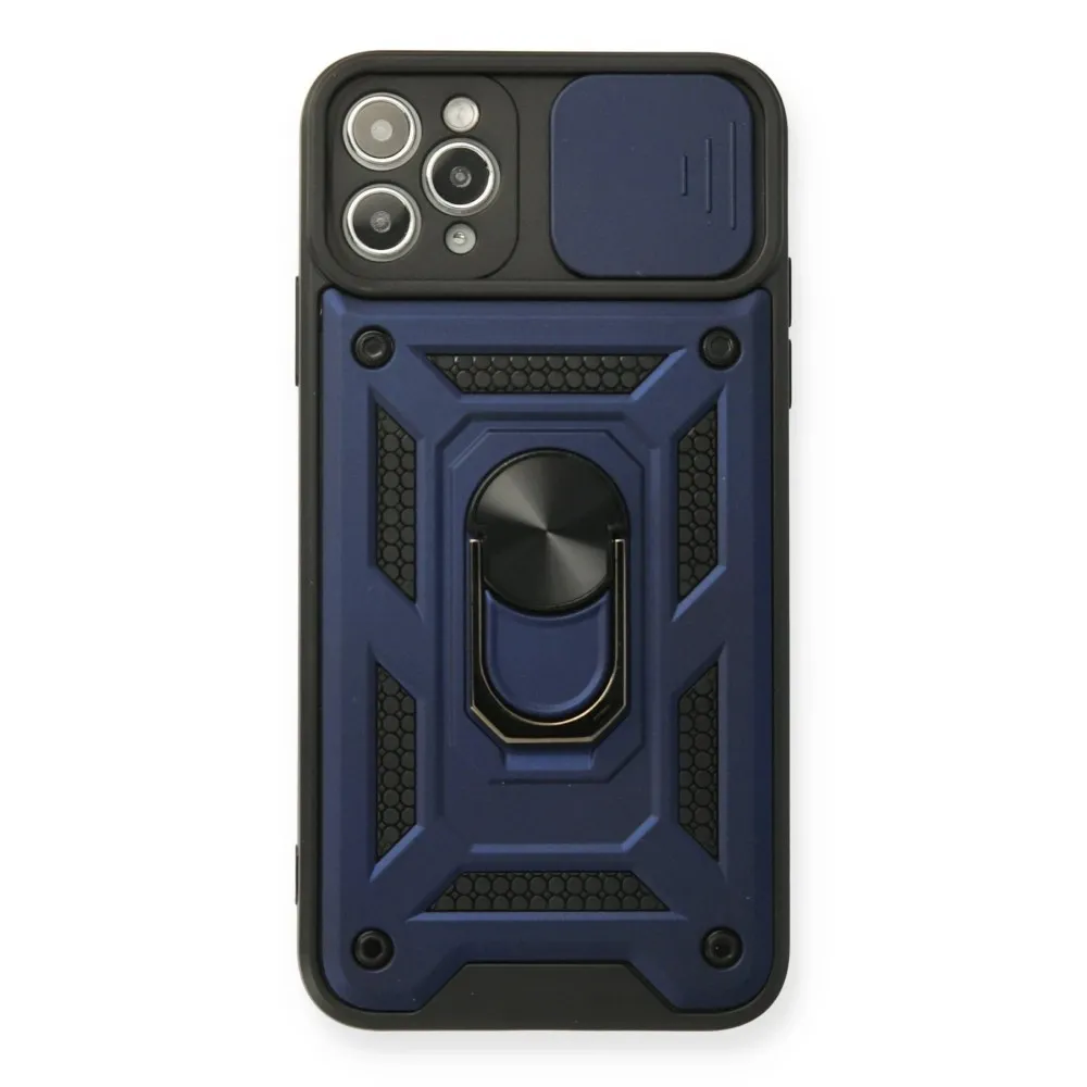 Newface Iphone 11 Pro Max Kılıf Pars Lens Yüzüklü Silikon - Lacivert