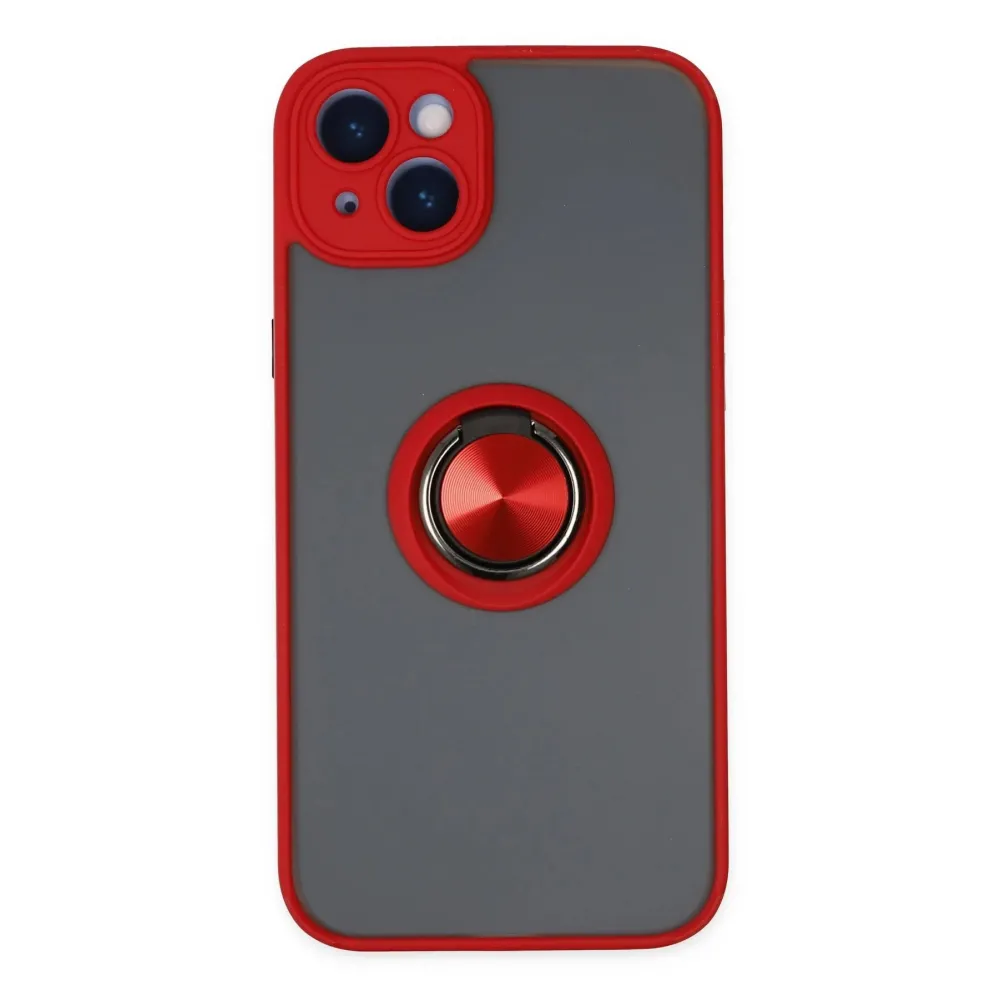 Newface Iphone 14 Kılıf Montreal Yüzüklü Silikon Kapak - Kırmızı