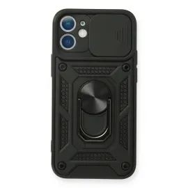 Newface Iphone 12 Mini Kılıf Pars Lens Yüzüklü Silikon - Siyah