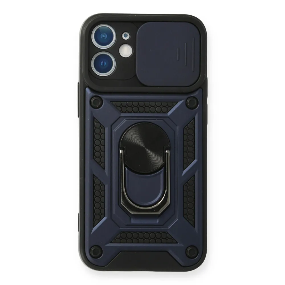 Newface Iphone 12 Mini Kılıf Pars Lens Yüzüklü Silikon - Lacivert