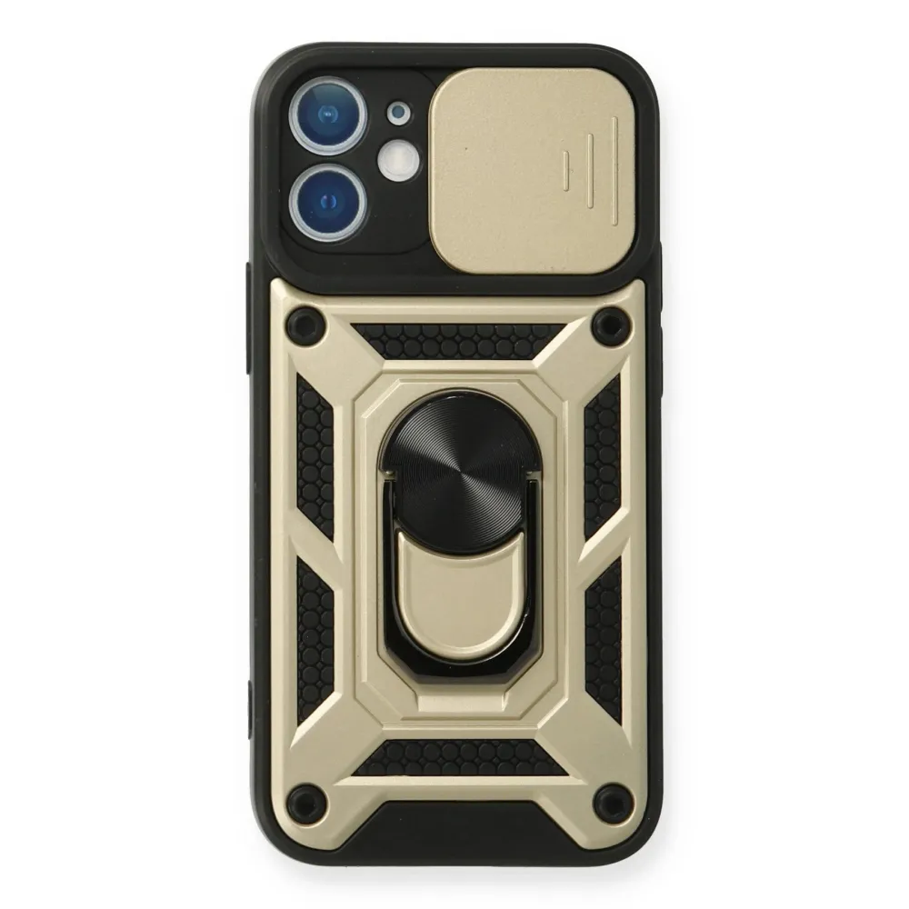 Newface Iphone 12 Mini Kılıf Pars Lens Yüzüklü Silikon - Gold