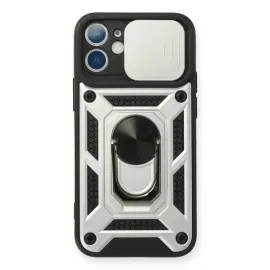 Newface Iphone 12 Mini Kılıf Pars Lens Yüzüklü Silikon - Gümüş
