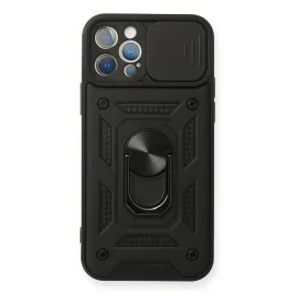 Newface Iphone 12 Pro Kılıf Pars Lens Yüzüklü Silikon - Siyah