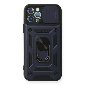 Newface Iphone 12 Pro Kılıf Pars Lens Yüzüklü Silikon - Lacivert