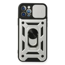 Newface Iphone 12 Pro Kılıf Pars Lens Yüzüklü Silikon - Gümüş