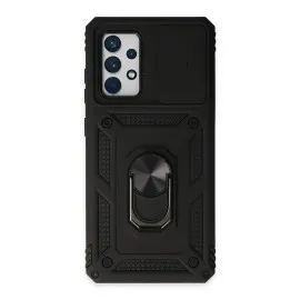 Newface Samsung Galaxy A52 Kılıf Pars Lens Yüzüklü Silikon - Siyah