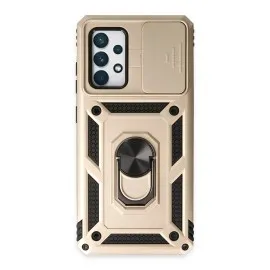 Newface Samsung Galaxy A52 Kılıf Pars Lens Yüzüklü Silikon - Gold