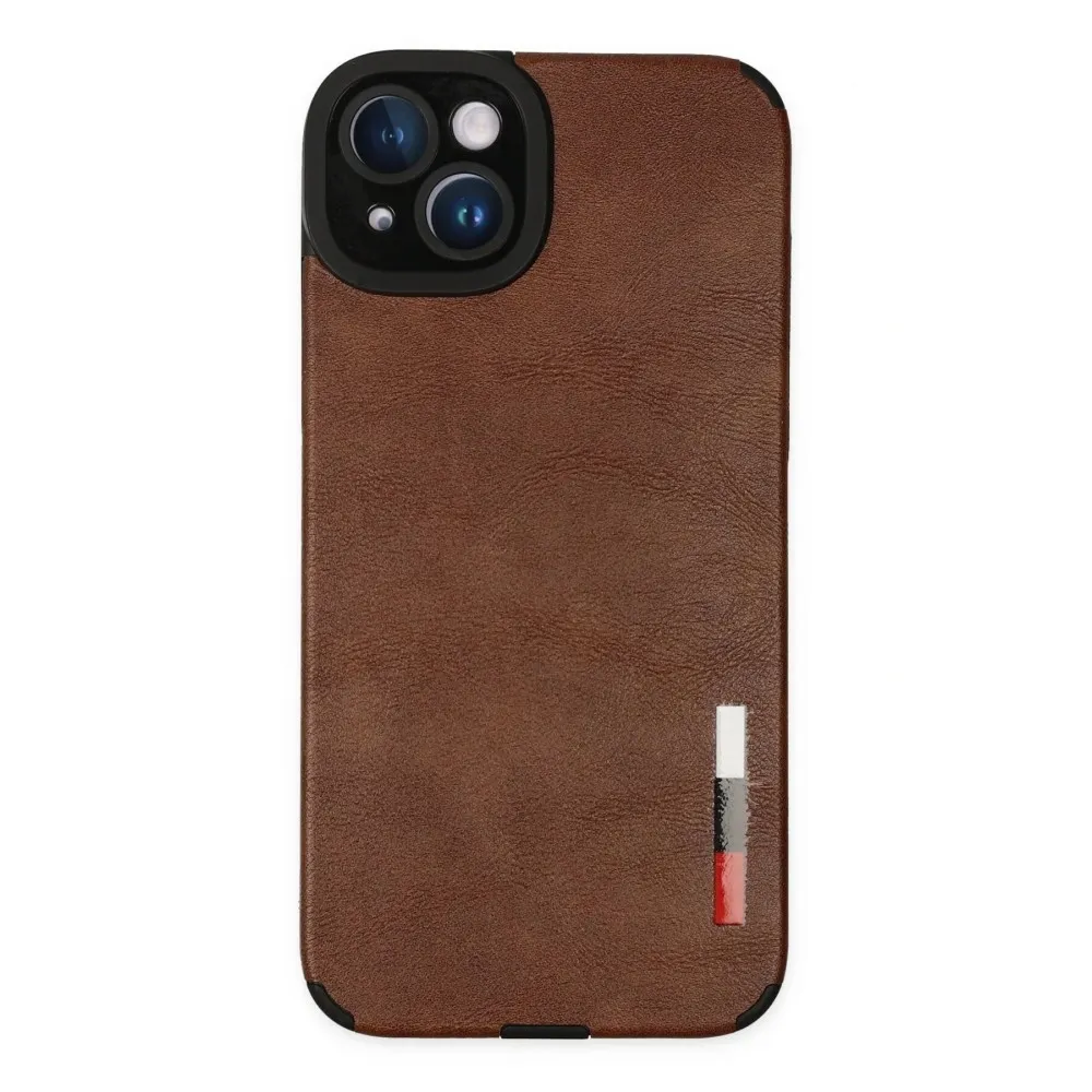 Newface iPhone 14 Plus Kılıf Loop Deri Silikon - Kahverengi