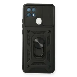 Newface Oppo A15 Kılıf Pars Lens Yüzüklü Silikon - Siyah