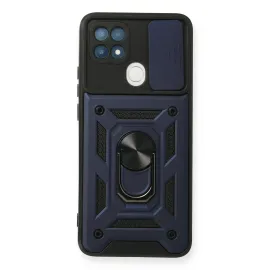 Newface Oppo A15 Kılıf Pars Lens Yüzüklü Silikon - Lacivert