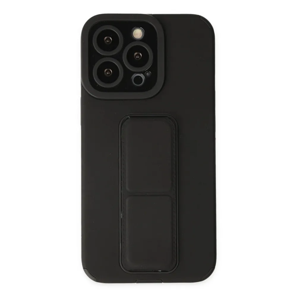 Newface Iphone 14 Pro Kılıf Mega Standlı Silikon - Siyah