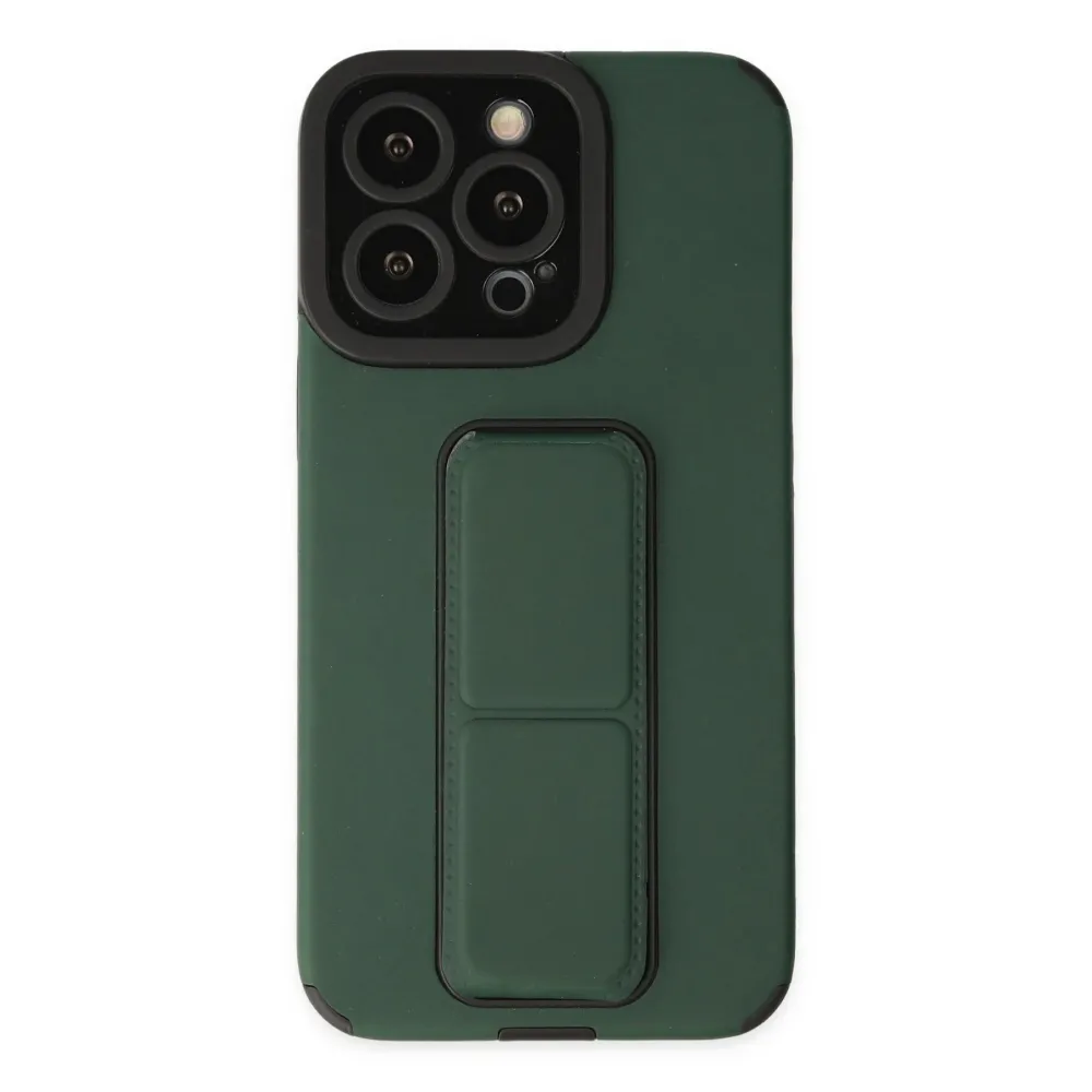 Newface Iphone 14 Pro Kılıf Mega Standlı Silikon - Yeşil