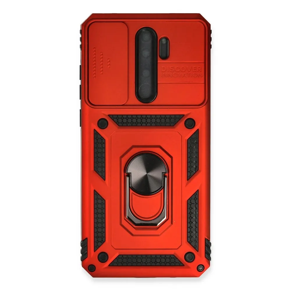 Newface Xiaomi Redmi Note 8 Pro Kılıf Pars Lens Yüzüklü Silikon - Kırmızı