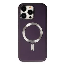 Newface Iphone 13 Pro Max Kılıf Coco Deri Magneticsafe Silikon - Derin Mor