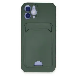 Newface Iphone 12 Kılıf Kelvin Kartvizitli Silikon - Koyu Yeşil